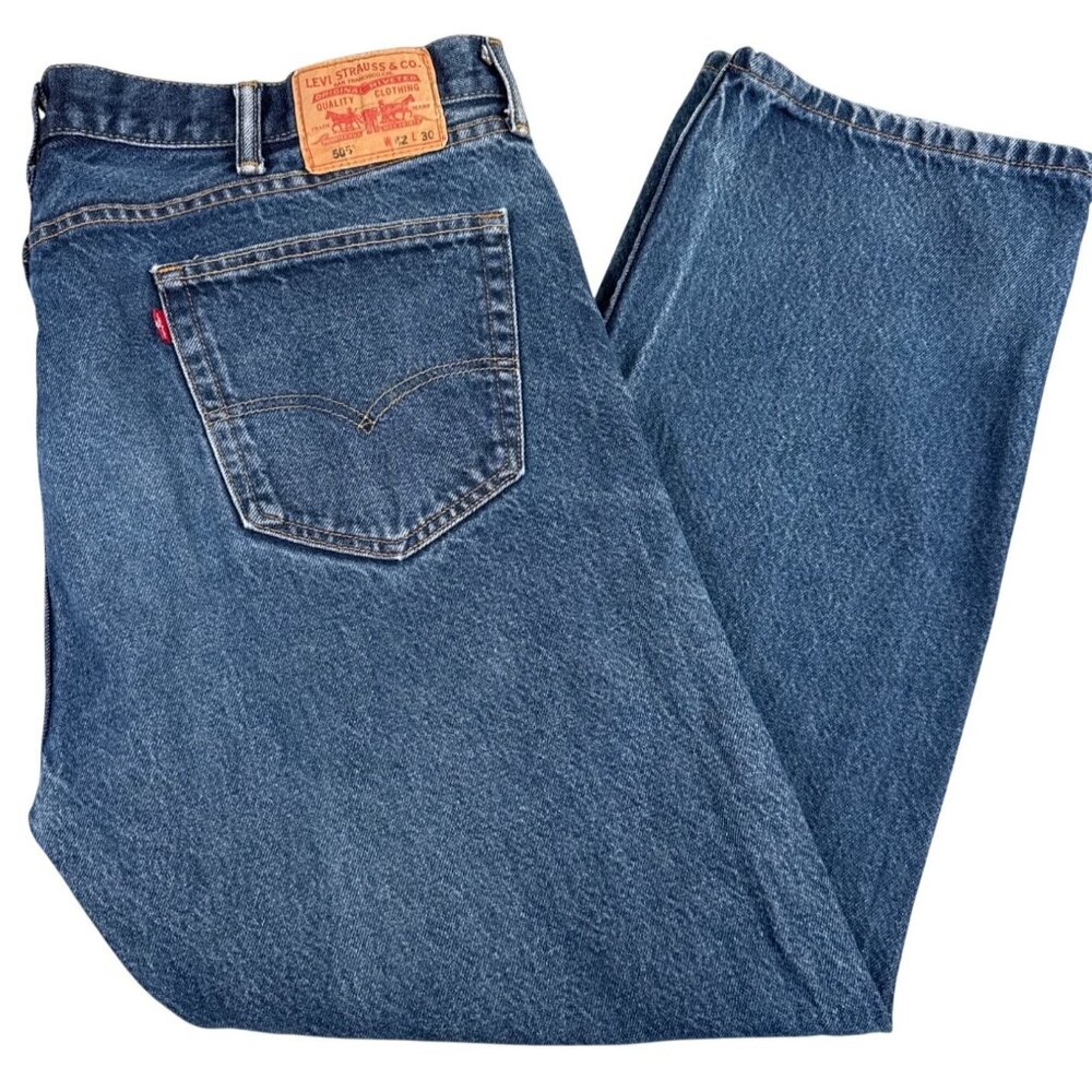 Levis 505 Mens Regular Fit Jeans W42 Blue Denim Heavy Duty Work Outdoors